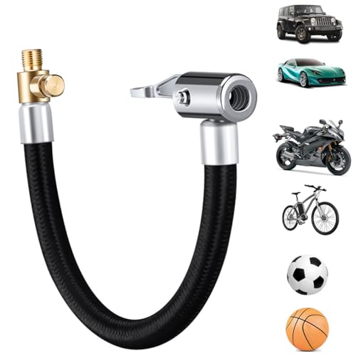 STHIRA® 9.8-Inch Rubber Flexible Tyre Inflator Extension Hose Pump Adapter with Deflation Valve, Quick-Connect Fitting for Cars, Motorcycles, Bicycles Universal Compatibility, Durable and Easy to Use - Image 1