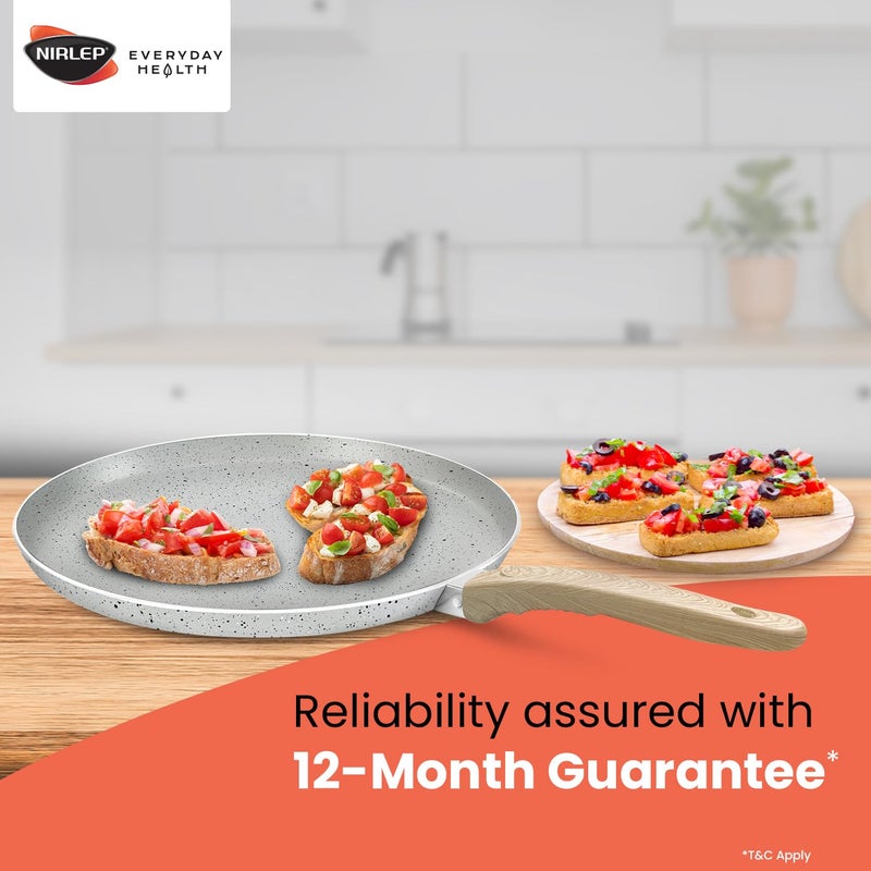 NIRLEP سلسلة جوي 25 سم طاوة | طهي غير لاصق بتشطيب جرانيت | قاعدة تحريض طاوة 25 سم | مقلاة مسطحة/طاوة بمقابض ناعمة | استخدم كطاوة دوسا، طاوة روتي | طهي صحي | ضمان 1 سنة من باجاج | رمادي - Image 5