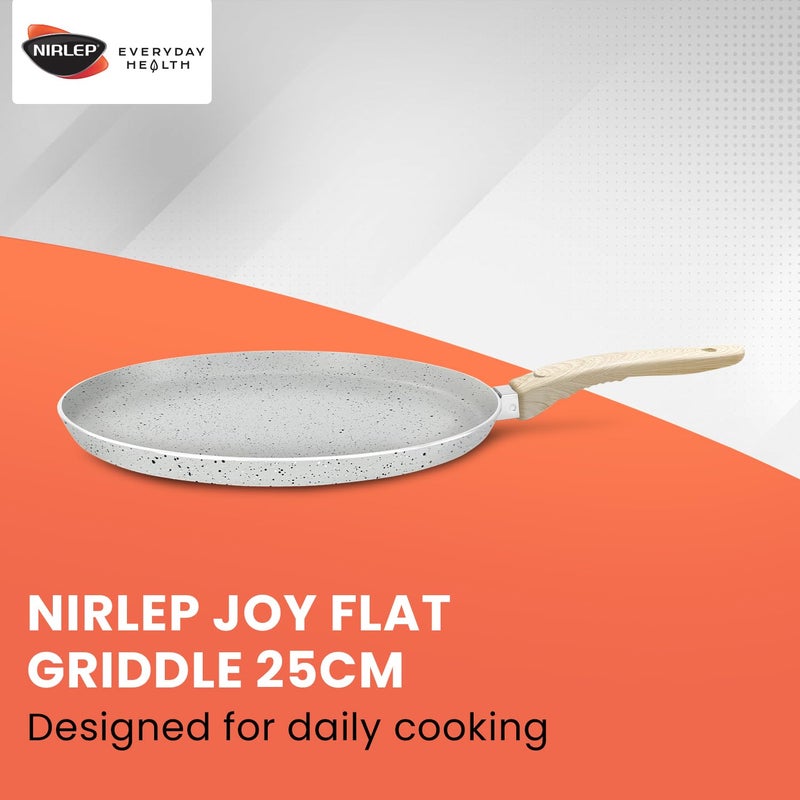 NIRLEP سلسلة جوي 25 سم طاوة | طهي غير لاصق بتشطيب جرانيت | قاعدة تحريض طاوة 25 سم | مقلاة مسطحة/طاوة بمقابض ناعمة | استخدم كطاوة دوسا، طاوة روتي | طهي صحي | ضمان 1 سنة من باجاج | رمادي - Image 2