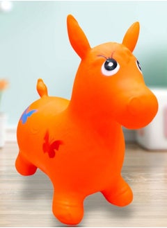 Generic Inflatable bouncy horse toy for children to ride in the shape of a horse - orange color 