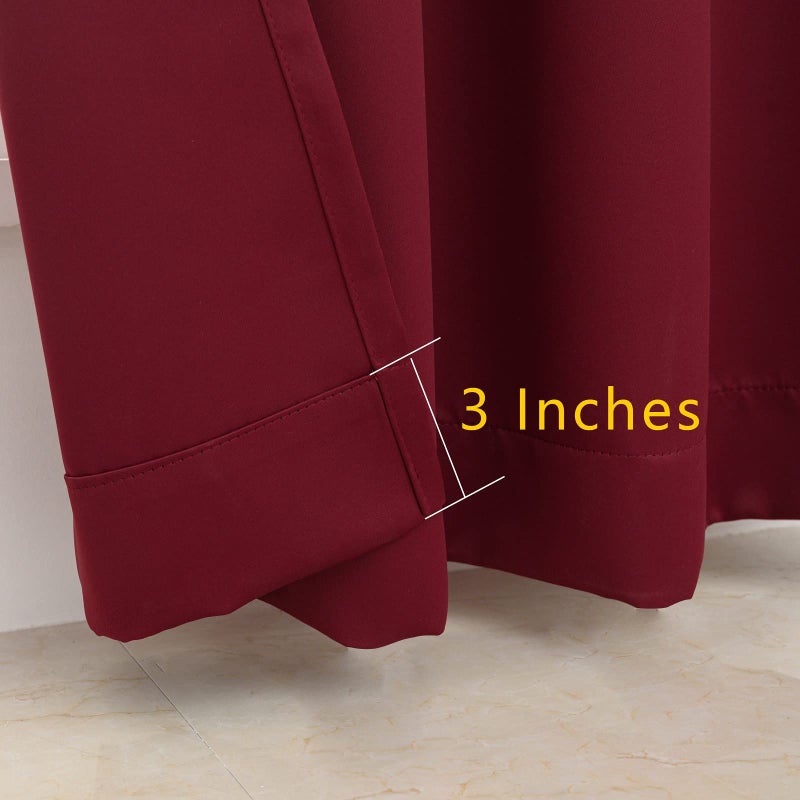 Pickluc Burgundy Blackout Curtains with Grommet 84 Inches Long 2 Panels, Light Blocking Window Drapes for Living Room, Thermal Insulated, Noise Reduction, Privacy Protection, 52" Wide x 84" Length - Image 4