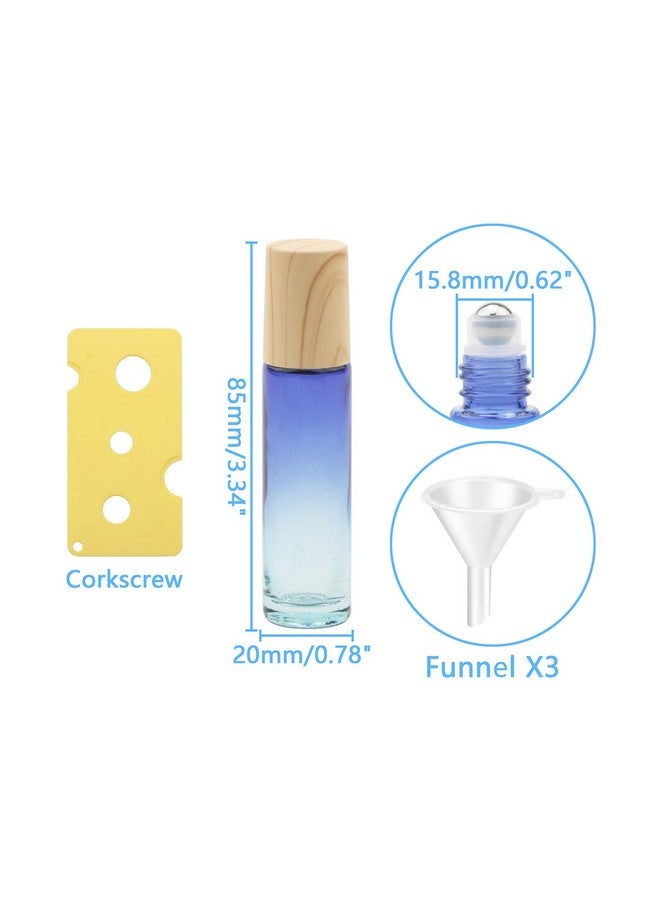 NewZoll 8 Pcs Glass Roller Bottles Essential Oils Perfume Roll On Bottles 10 Ml (1/3 Oz) Blue Gradient Rolling Bottles Vials Container For Oils Lip Balms  - Image 2