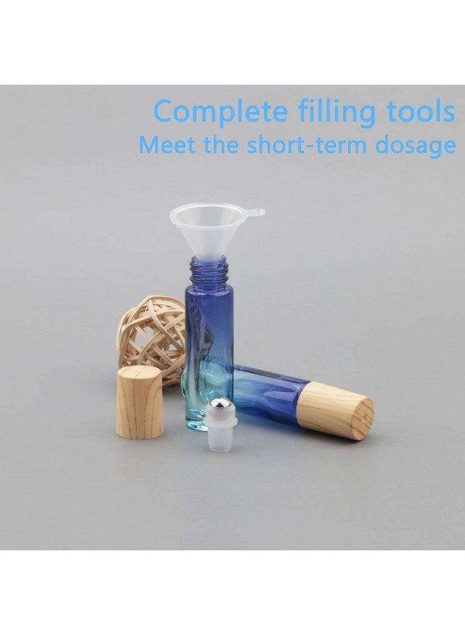 NewZoll 8 Pcs Glass Roller Bottles Essential Oils Perfume Roll On Bottles 10 Ml (1/3 Oz) Blue Gradient Rolling Bottles Vials Container For Oils Lip Balms  - Image 3