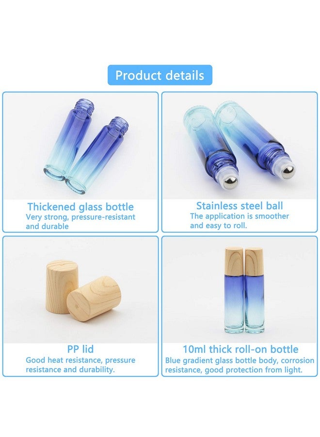 NewZoll 8 Pcs Glass Roller Bottles Essential Oils Perfume Roll On Bottles 10 Ml (1/3 Oz) Blue Gradient Rolling Bottles Vials Container For Oils Lip Balms  - Image 4