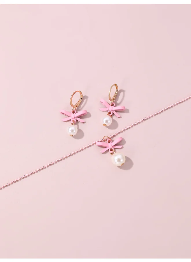 Take Two Take Two Set of 2 - Faux Pearl Drop Necklace and Earrings