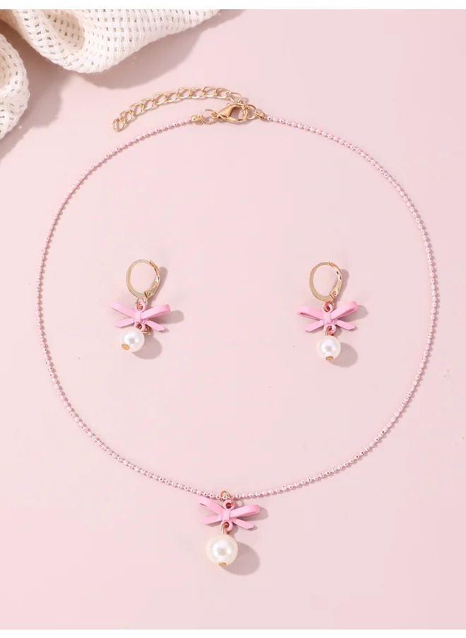 Take Two Take Two Set of 2 - Faux Pearl Drop Necklace and Earrings