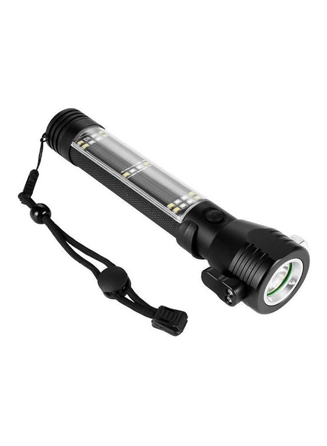 Solar Power LED Flashlight Black