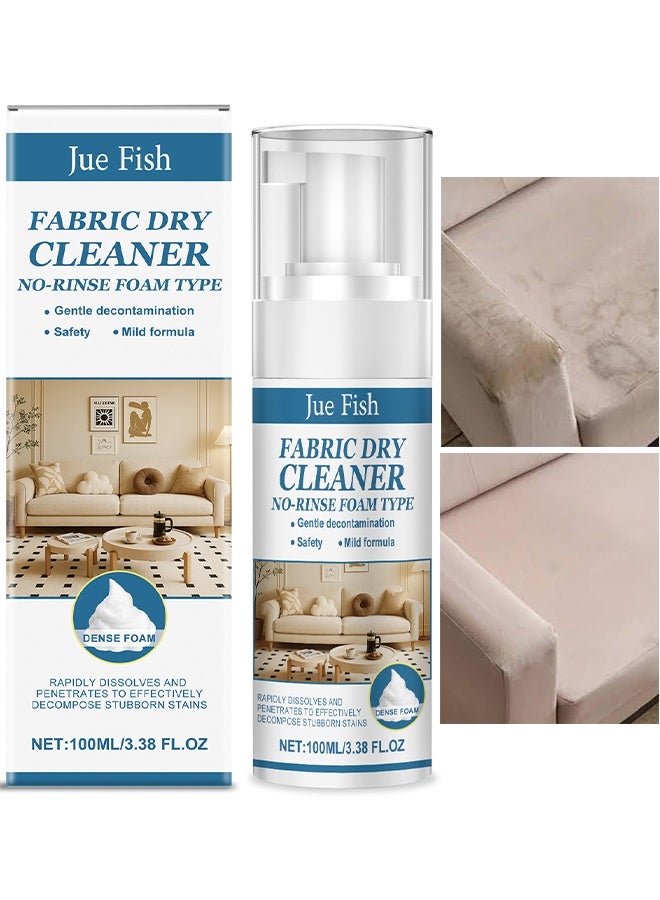 JUE-FISH Fabric Dry Cleaner, Fabric Sofa Cleaner, Carpet & Upholstery Stain Cleaner Spray Expert Stain And Odor Remover, No-Rinse Foam For Stubborn Stains On Couches, Pillows, Carpets & Upholstery, 100ml - Image 1