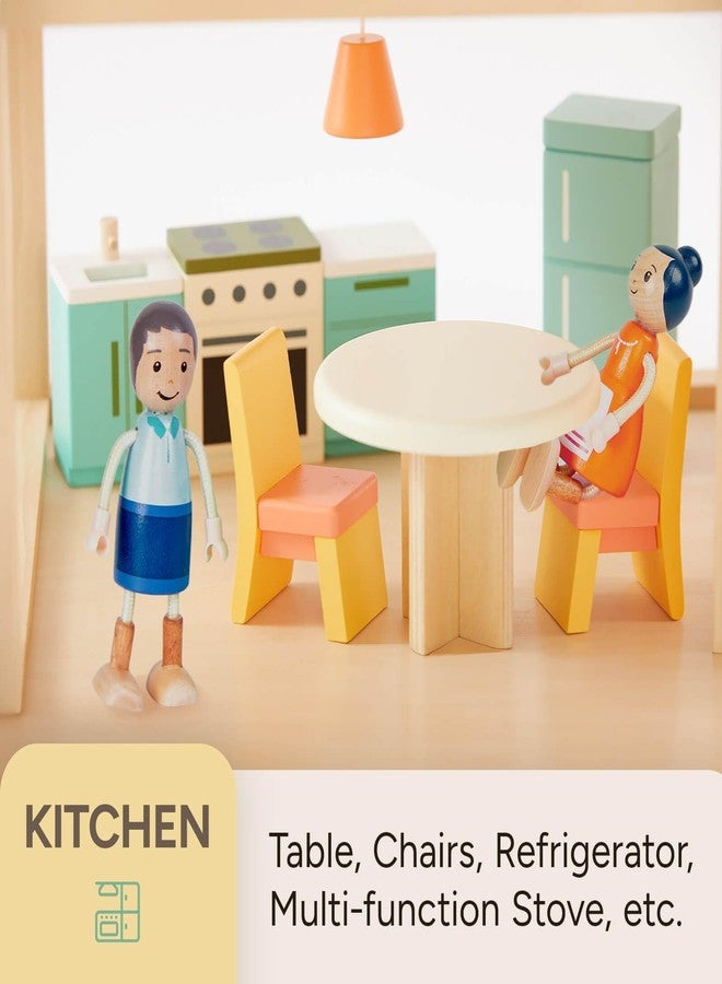 Giant bean 26 Pcs Large Wooden Dollhouse Furniture 5 Set for Kitchen, Living Room, Bedroom, Bathroom, Babyroom, Candy Dollhouse Accessories & Furniture Toy for Girls Boys Kids 3+ - Image 3