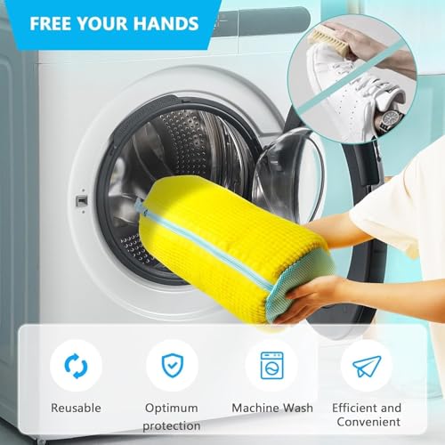 Hasselt Shoe Washing Machine Bag for Washer & Dryer – Reusable Laundry Shoe Bag with Durable Zipper, Side Opening Design for Sneakers, Running Shoes & Delicates – 360° Deep Cleaning Washable Shoe Cleaner Bag - Image 4