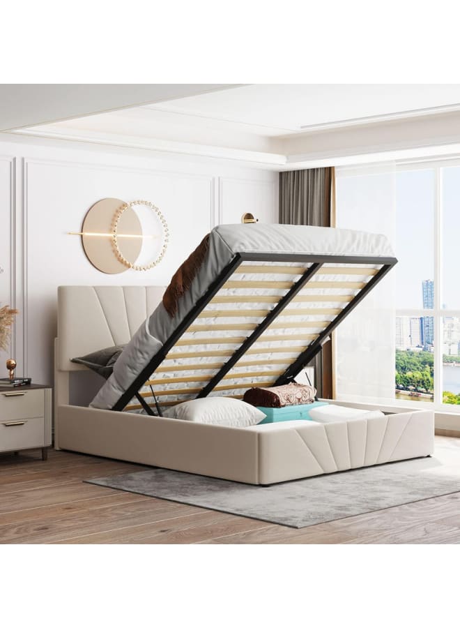 ريترو RA-BD39 سرير سحارة 211×164×123سم – بيج فاتح - Image 2