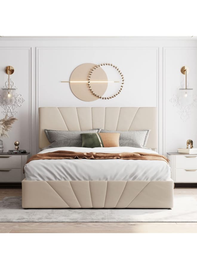ريترو RA-BD39 سرير سحارة 211×164×123سم – بيج فاتح - Image 1
