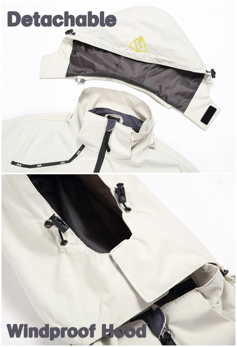 GIISAM Men's Rain Jackets Waterproof with Hooded Lightweight Raincoat Windbreaker Male Rain Coat Travel Softshell Rain Jackets for Men White - Image 4
