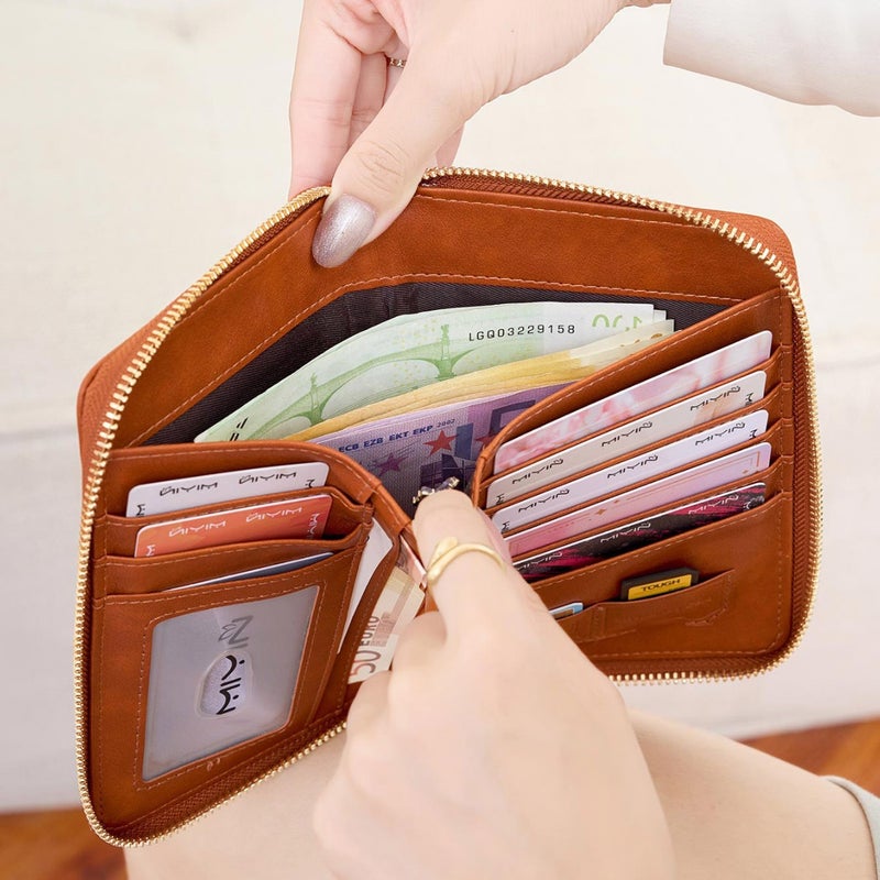 New RFID Multi-Function Travel Passport Holder with Zipper, Ticket Organizer, Document Case, Fashionable Portable Long Wallet - Image 2