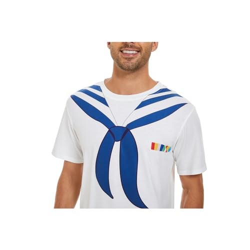 Vegove Funny Men Sailor T-Shirt with Hat, 3D Navy Collar Tee Shirts Set, Halloween Nautical Cruise Yacht Rock Party Themed Outfit (Large) - Image 5