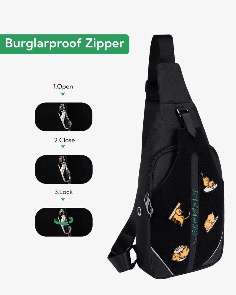 WATERFLY Medium Crossbody Sling Backpack Anti Theft Backpack for Traveling Chest Shoulder Bag - Image 5
