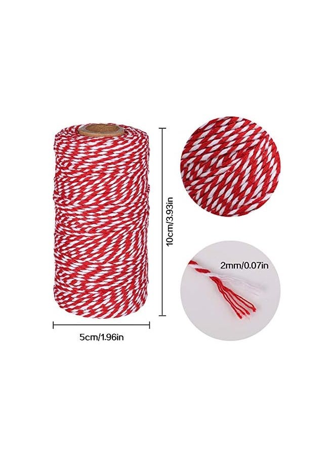 The Bros 100m Red and White String Twine String 2mm Butcher String Cotton Decorative Jute Twine Rope for Gift Wrapping Gardening Baking Butchers DIY Crafts and Handmade Arts  - Image 2