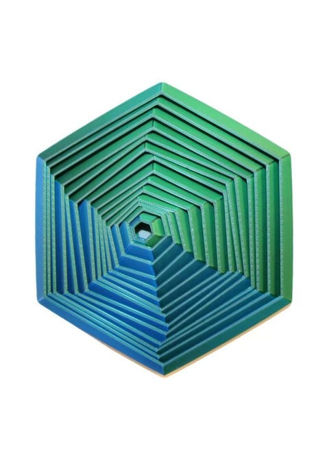 3D Printing Creative Hexagon Spiral Tower Magic Cool Finger Spin Music Puzzle Decompression Spin Toy Ornaments-Color:Decompression Disk [green] 7cm
