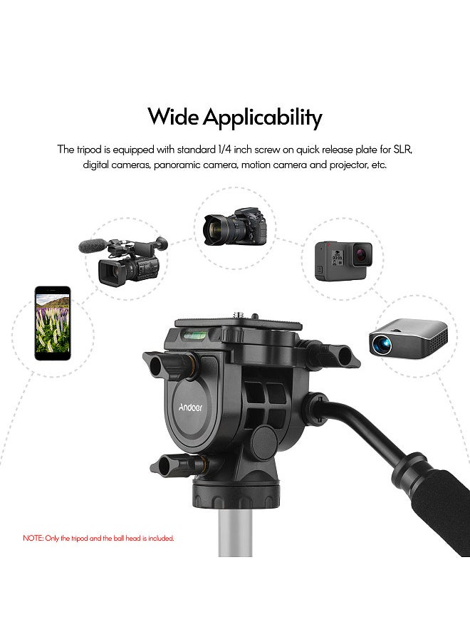 ANDOER Fluid Hydraulic Ball Head Panoramic Photography Max. Load 5KG with Handle for 1/4 inch Screw Camera Camcorder and 3/8 inch Monopod Tripod  - Image 5