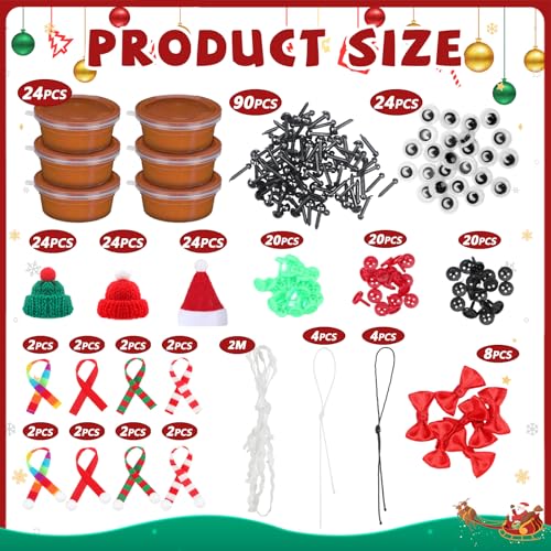 Shappy 24 Pack Christmas Gingerbread DIY Craft 255 Pcs Build Gingerbread Craft Kit Christmas Decoration Air Dry Modeling Clay for Winter Party DIY Gift Indoor Outdoor Holiday Decoration - Image 5