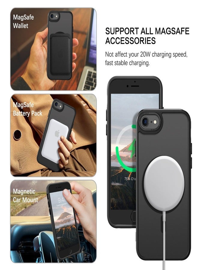 بنتوبين جراب مغناطيسي من بينتوبين لهاتف آيفون SE، متوافق مع آيفون SE 2022/الجيل الثالث/2020/الجيل الثاني، وآيفون 8/7، مقاس 4.7 بوصة، [متوافق مع ماج سيف]، غطاء حماية شفاف غير لامع رفيع مقاوم للصدمات، مناسب للرجال والنساء، أسود - Image 2