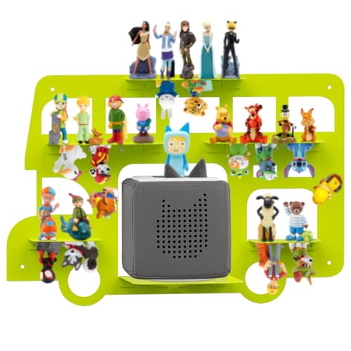 Demao Storage Shelf for Toniebox and Figures, Metal Figure Shelf for Tonies Storage,43x30cm Wall Magnetic Shelves Store Up to 20-30pcs,Metal Display Rack in Children's Room Decoration-Green Bus - Image 1