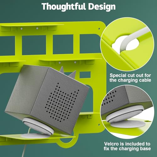 Demao Storage Shelf for Toniebox and Figures, Metal Figure Shelf for Tonies Storage,43x30cm Wall Magnetic Shelves Store Up to 20-30pcs,Metal Display Rack in Children's Room Decoration-Green Bus - Image 4