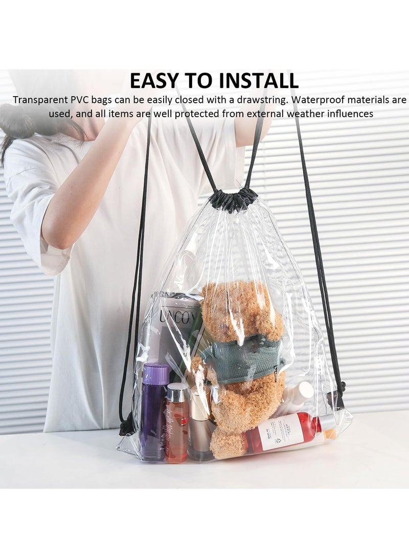 SUNSAR Clear PVC Drawstring Backpack, Waterproof and Foldable , for Sports, Swim Events, Stadiums and Gyms - Image 4