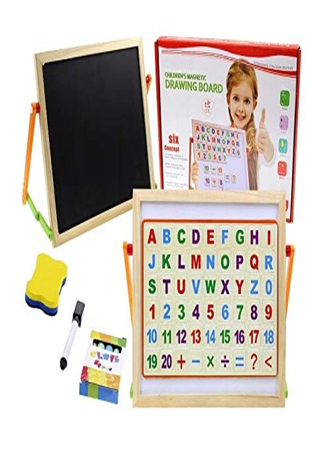IndusBay® 2 in 1 Wooden Writing Board Double Sided Magnetic WhiteBlack Board Board with Alphabets Numbers Maths Learning Educational Toy for Kids (11.5 Inches x 10 Inches) - Image 2