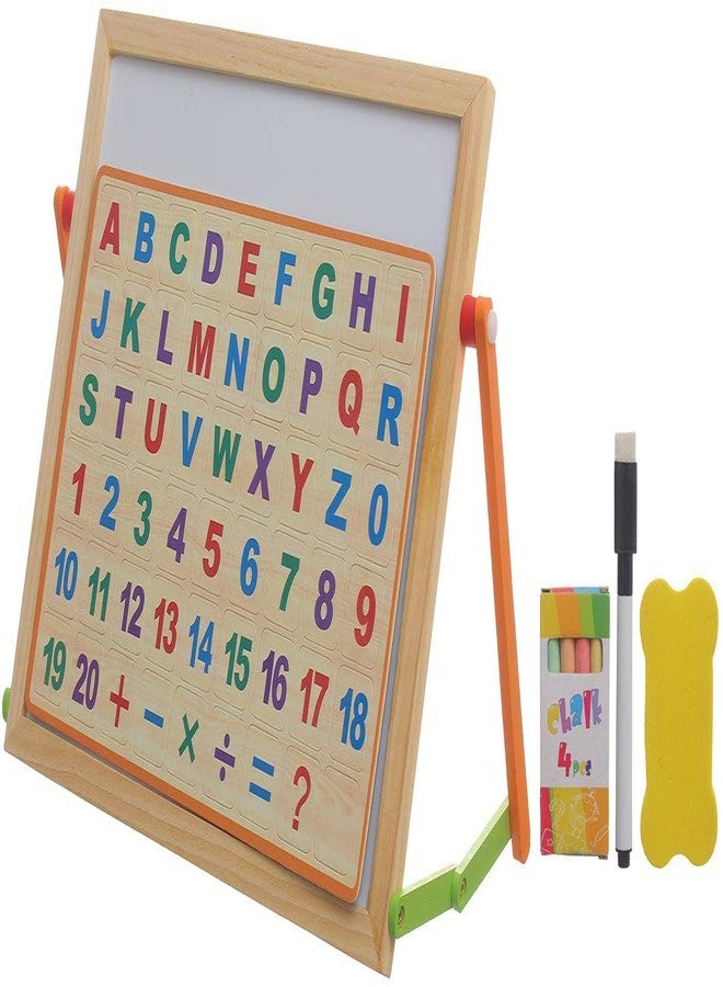 IndusBay® 2 in 1 Wooden Writing Board Double Sided Magnetic WhiteBlack Board Board with Alphabets Numbers Maths Learning Educational Toy for Kids (11.5 Inches x 10 Inches) - Image 1