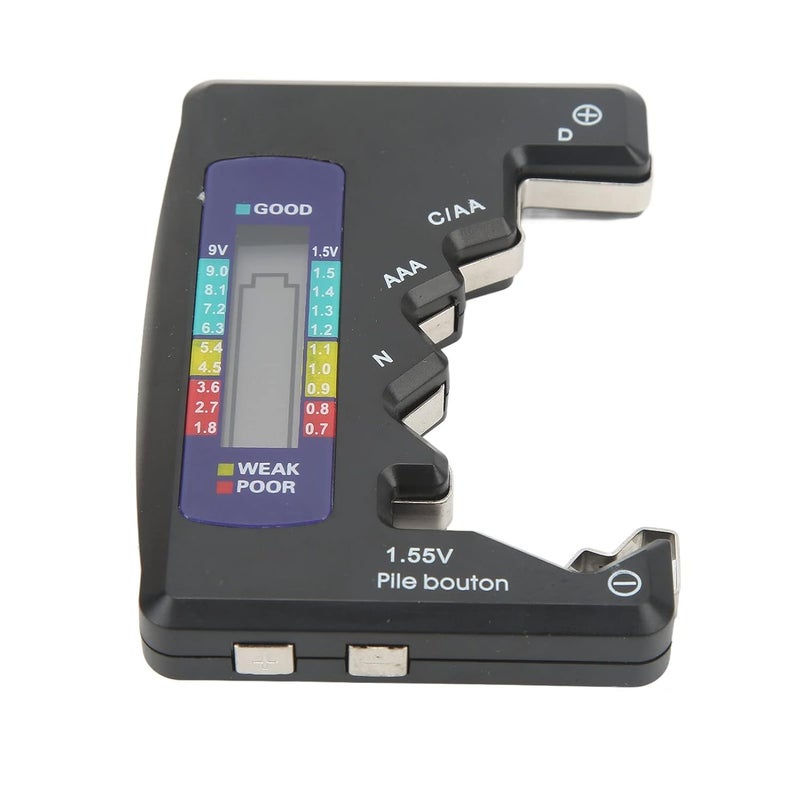 Black Digital Battery Capacity Tester LCD Analyzer For D C N AAA 9V Button Cell - Image 1