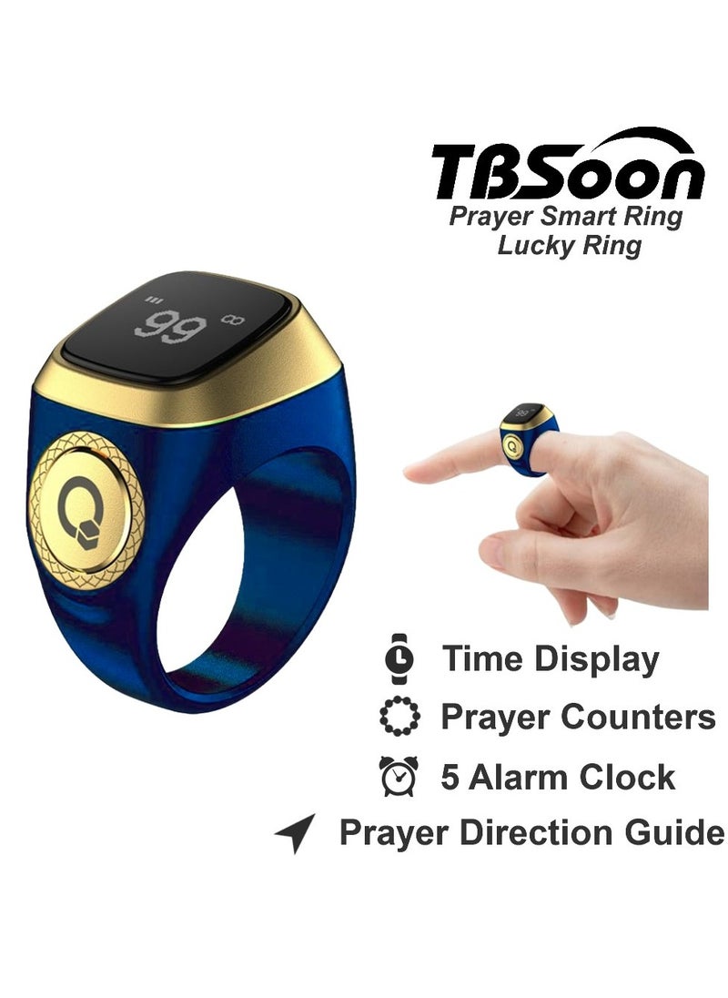Generic - Prayer Smart Ring, Lucky Ring, Watch Ring, Smart Tasbih Beads Ring, with Prayer Counters, 5 Prayer Time Reminders, Prayer Direction Indicator Guide, Large Battery, OLED Display, Azan Alarm Clock, Tasbih Beads Ring, Fashion, Cool, TBSoon iQIBLA Zikr Ring - Image 1