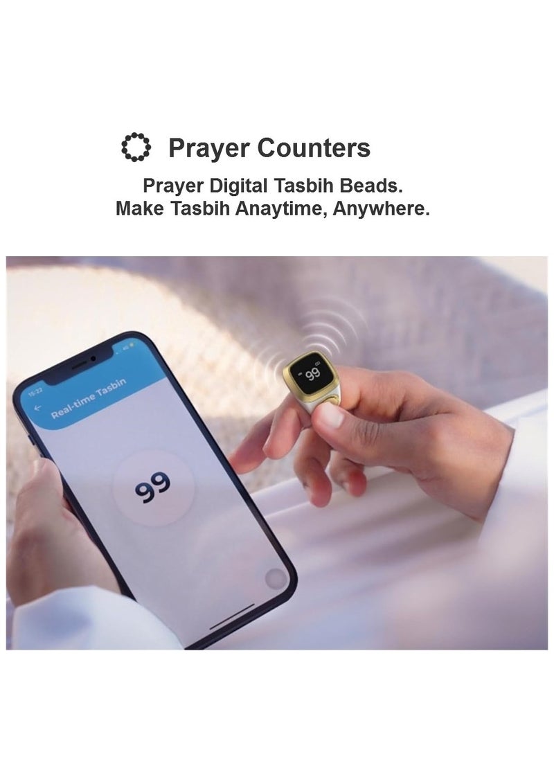Generic - Prayer Smart Ring, Lucky Ring, Watch Ring, Smart Tasbih Beads Ring, with Prayer Counters, 5 Prayer Time Reminders, Prayer Direction Indicator Guide, Large Battery, OLED Display, Azan Alarm Clock, Tasbih Beads Ring, Fashion, Cool, TBSoon iQIBLA Zikr Ring - Image 1