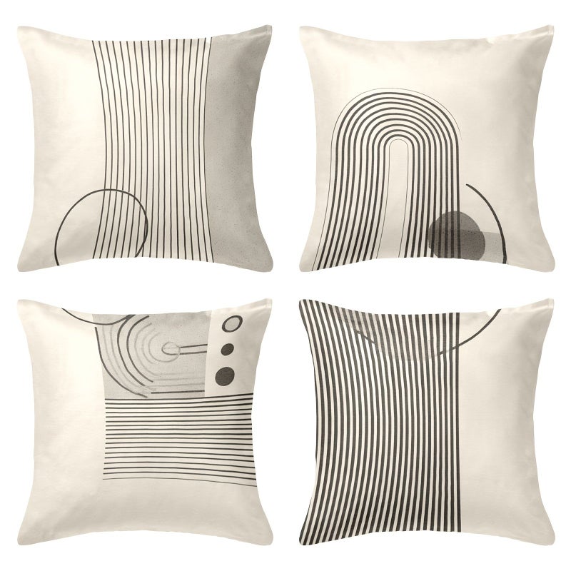 4pcs Ultra Soft 2D Abstract Line Pillowcase Set 20x20 Inch Single Sided - Image 1