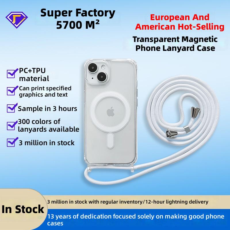 Magnetic suction mobile phone case 13 Apple 14 applicable iphone15 protective case integrated lanyard slung Apple 15 mobile phone case - Image 2