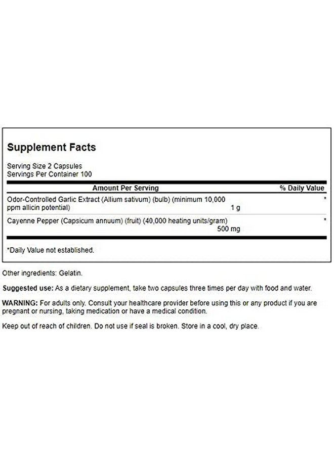 Swanson Garlic with Cayenne 200 Capsules - Image 2