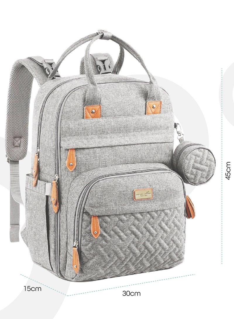 إسكدنيا حقيبة ظهر كاري مي للحفاضات مع حافظة للهاية - رمادي - Image 4