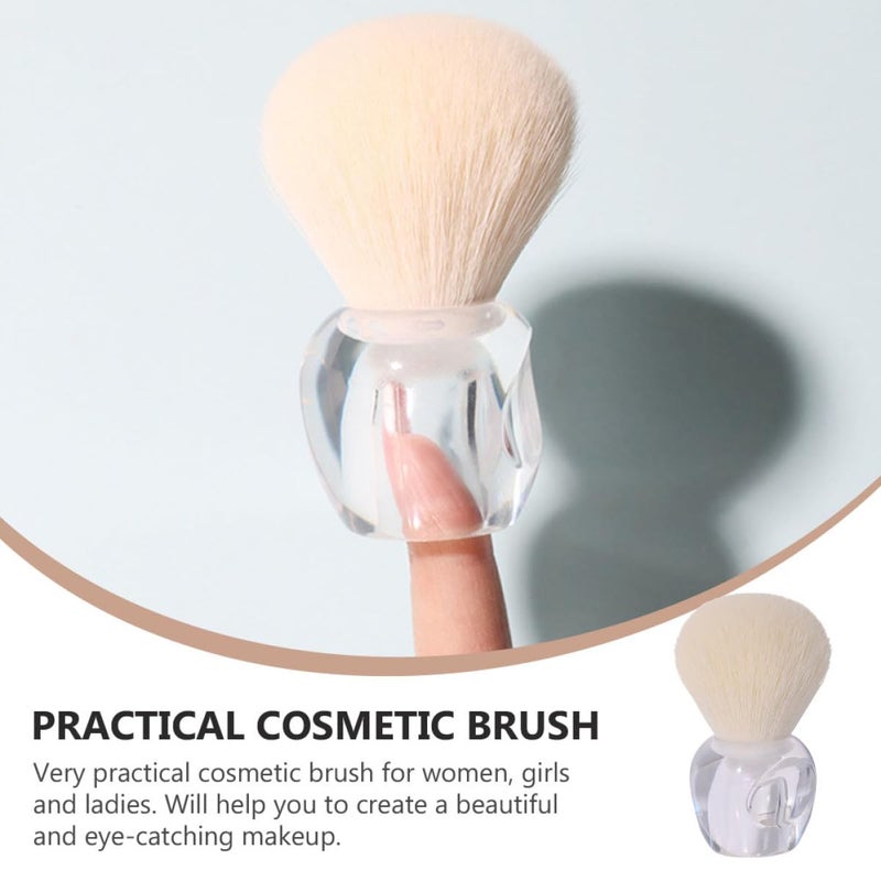 Fluffy Loose Powder Blush Brush with Handle and White Faux Wool, Soft Makeup Brush Tool for Women’s Cosmetics, Suitable for Foundation and Blending Powder Application - Image 3