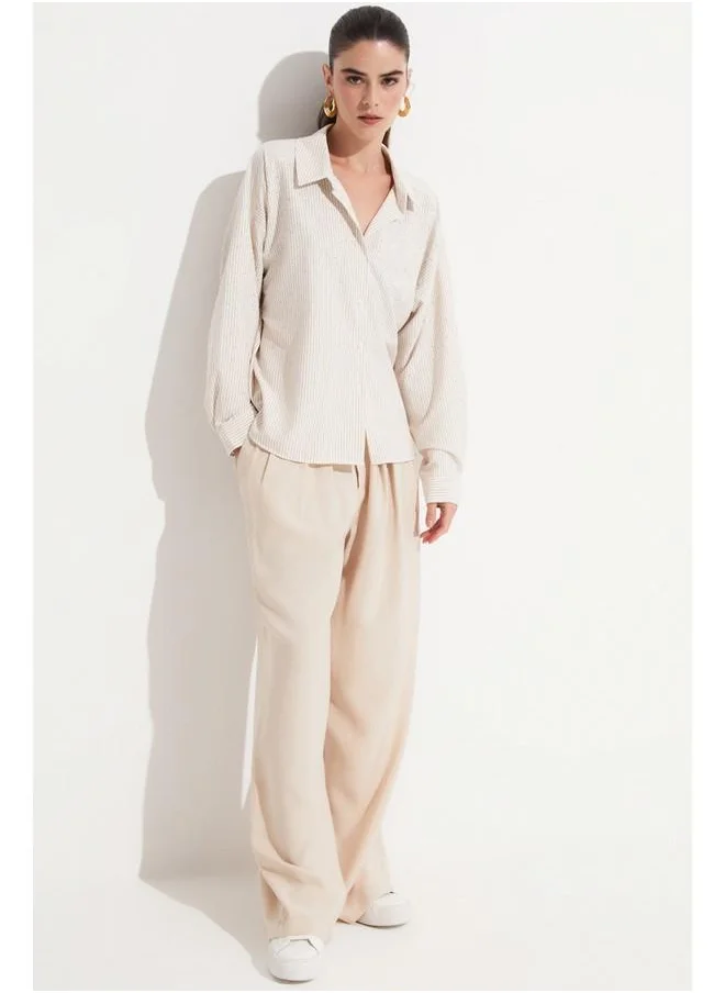 جون June Women Stone Detailed Woven Shirt Stone