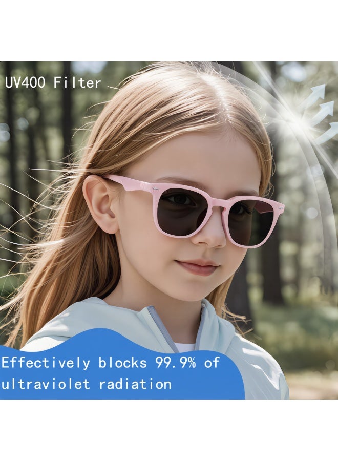 Children's polarized silicone sunglasses, unisex for children aged 2 to 12 years old, come with a matching glasses case and are an ideal option for outdoor sunny activities, beach and pool use. - Image 3
