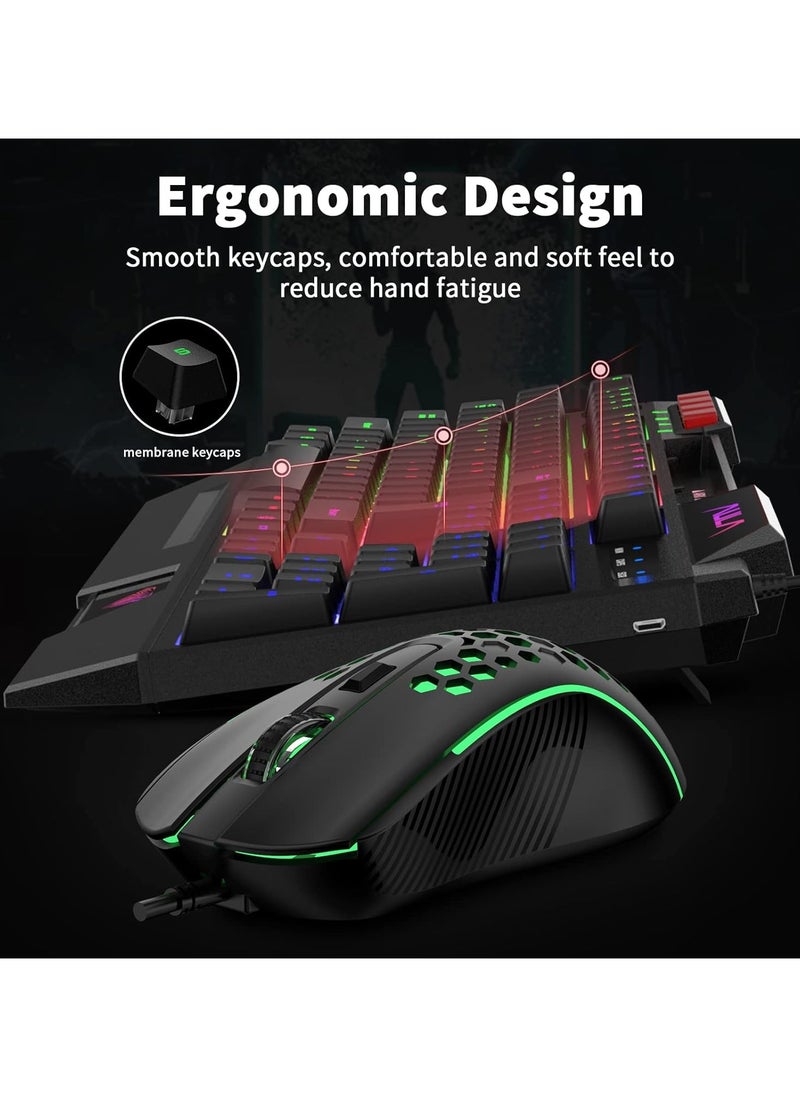 AULA - 4 in 1 Gaming Keyboard Mouse Headset and Mousepad Combo, Rainbow LED Backlit Gaming Keyboard Mouse Set, USB Wired Bundle for PC Computer Laptop Gamer - Image 1