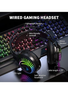 AULA 4 in 1 Gaming Keyboard Mouse Headset and Mousepad Combo, Rainbow LED Backlit Gaming Keyboard Mouse Set, USB Wired Bundle for PC Computer Laptop Gamer  - Image 4