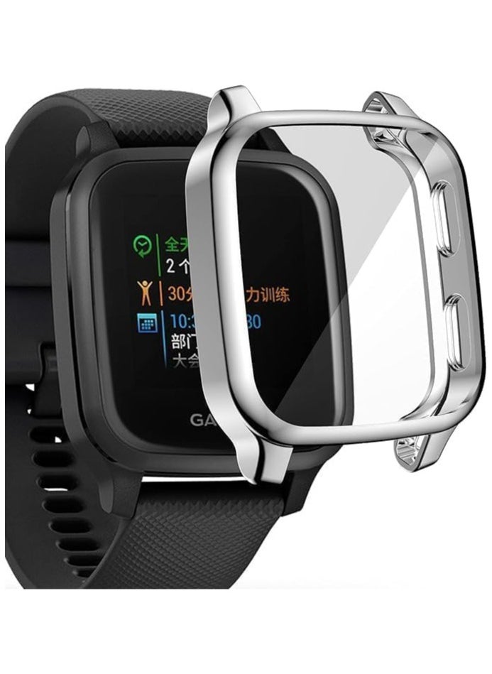 Generic - Compatible with Garmin VENO SQUARE MUSIC Waterproof Protective Case Soft TPU Plated All Around Scratch-Proof Screen Protector Cover for Garmin VENO SQUARE MUSIC (Silver) - Image 1