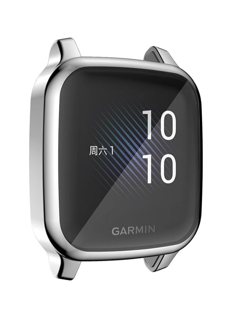 Generic - Compatible with Garmin VENO SQUARE MUSIC Waterproof Protective Case Soft TPU Plated All Around Scratch-Proof Screen Protector Cover for Garmin VENO SQUARE MUSIC (Silver) - Image 1