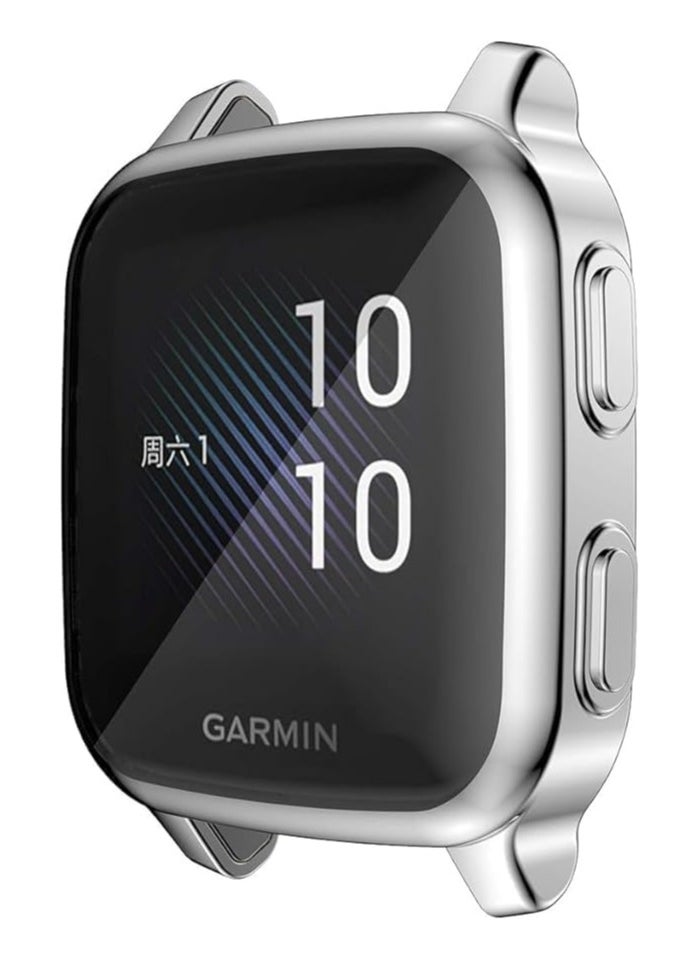 Generic - Compatible with Garmin VENO SQUARE MUSIC Waterproof Protective Case Soft TPU Plated All Around Scratch-Proof Screen Protector Cover for Garmin VENO SQUARE MUSIC (Silver) - Image 1