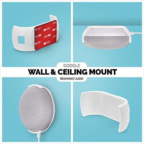 BRAINWAVZ Screwless Wall & Ceiling Mount for Google Home Mini, Stick On Holder - Easy Install, No Tools, by Brainwavz (GMN01) (White) - Image 2