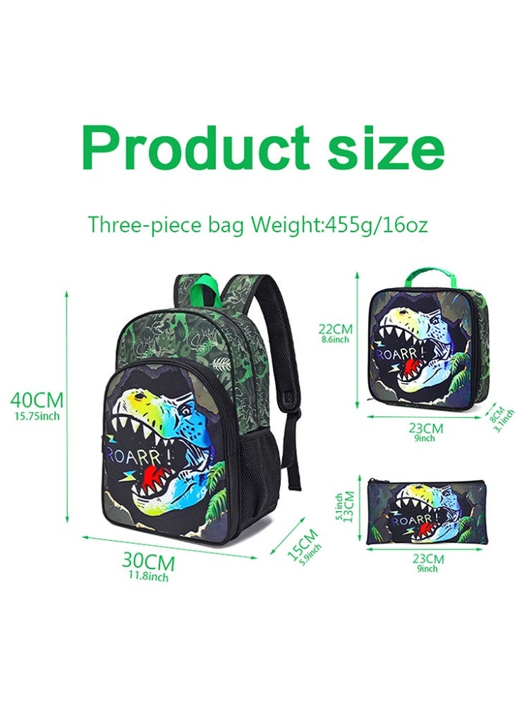 JCB CHIC مجموعة من 3 قطع حقائب ظهر للأطفال، حقيبة كتب للأطفال مع حقيبة ظهر وصندوق غداء ومجموعة أقلام رصاص. حقيبة مدرسية ثلاثية الأبعاد للأطفال والمراهقين في المرحلة الابتدائية - Image 2