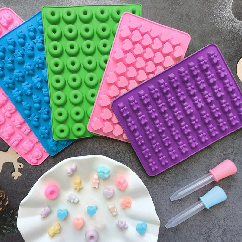 Silicone Gummy Molds 4-Pack - Quick-Release Design Food-Grade BPA-Free Candy Molds with Droppers for Kids Candy Making Home Baking Party Planning - Image 5