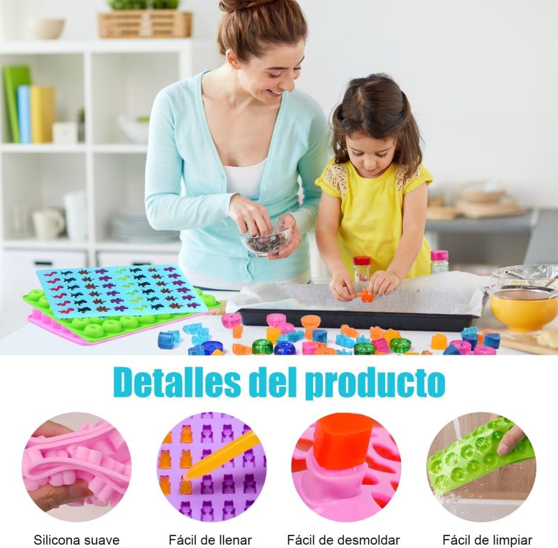 Silicone Gummy Molds 4-Pack - Quick-Release Design Food-Grade BPA-Free Candy Molds with Droppers for Kids Candy Making Home Baking Party Planning - Image 4