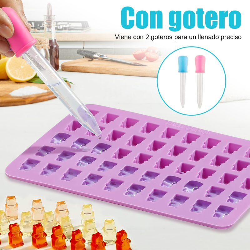Silicone Gummy Molds 4-Pack - Quick-Release Design Food-Grade BPA-Free Candy Molds with Droppers for Kids Candy Making Home Baking Party Planning - Image 3